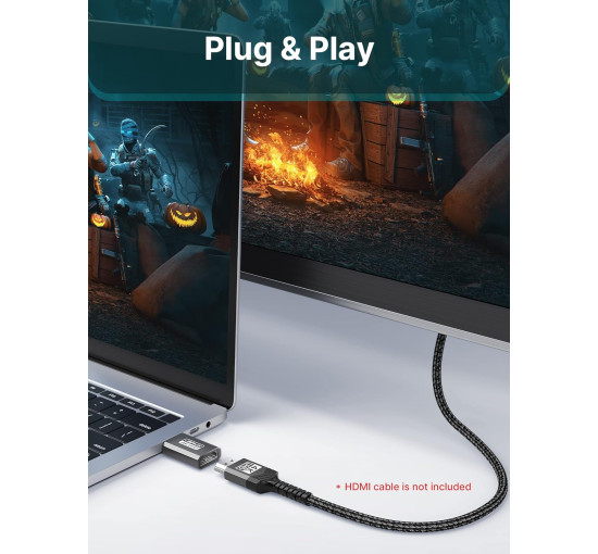 Адаптер JSAUX 4K DisplayPort - HDMI однонаправлений адаптер "тато - мама" сірий 2 штук (my-15012)
