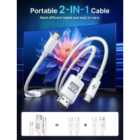 Кабель 2-в-1 Type C - HDMI 4K з портом зарядки PD 100 Вт JSAUX CV0057, сумісний з Thunderbolt 3, iPhone, MacBook, Samsung, iMac, iPad, Surface-White (my-15022)