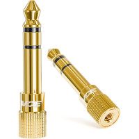 Адаптер для наушников VCE W9776-2P 6,35 мм, штекер 1/4 дюйма, на 3,5 мм, гнездо 1/8 дюйма, конвертер Aux-штекера, аудио-стереоадаптер с позолотой, 2 шт. (my-15057)