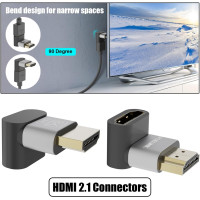 Угловой HDMI-адаптер VCELINK AD009A 8K, разъем HDMI 90 градусов, адаптер HDMI «папа-мама» 2.1 с позолоченным покрытием (my-15056)