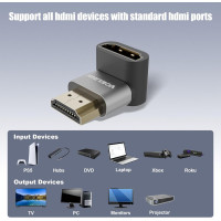 Угловой HDMI-адаптер VCELINK AD009A 8K, разъем HDMI 90 градусов, адаптер HDMI «папа-мама» 2.1 с позолоченным покрытием (my-15056)