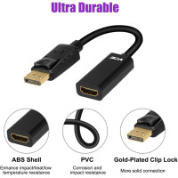 Адаптер Displayport - HDMI VCE DP026, позолоченный переходник DP 1.4 - HDMI, папа - мама, конвертер 1080P HDMI 2.0 со звуком, черный (my-15062)
