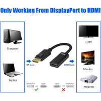 Адаптер Displayport - HDMI VCE DP026, позолоченный переходник DP 1.4 - HDMI, папа - мама, конвертер 1080P HDMI 2.0 со звуком, черный (my-15062)