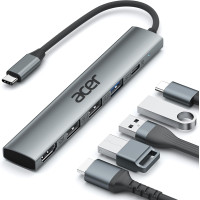 Концентратор Acer ODK4C0 5 в 1 USB C с 4K HDMI, портом зарядки мощностью PD 100 Вт, 3 портами данных USB A, многопортовый адаптер-хаб USB C - HDMI (my-15106)
