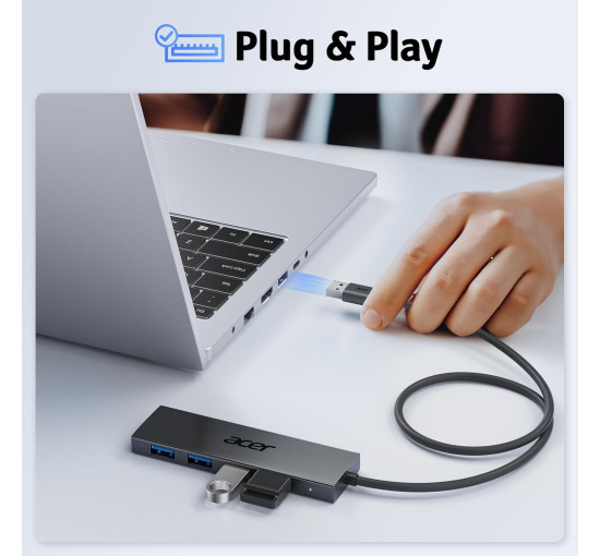 USB-хаб Acer ODK350 на 4 порта, многопортовый концентратор USB 3.0, разветвитель USBA для ноутбука, ПК с портом питания Type C (my-15103)