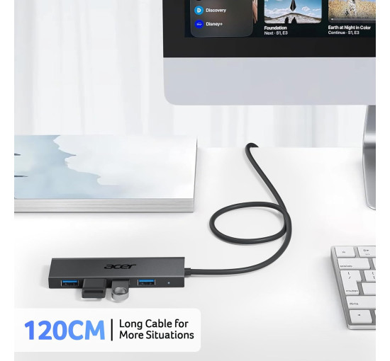 USB-хаб Acer ODK350 на 4 порта, многопортовый концентратор USB 3.0, разветвитель USBA для ноутбука, ПК с портом питания Type C (my-15103)
