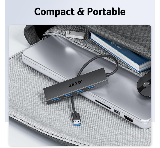 USB-хаб Acer ODK350 на 4 порта, многопортовый концентратор USB 3.0, разветвитель USBA для ноутбука, ПК с портом питания Type C (my-15103)