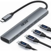 USB - хаб Acer ODK3D0 USB C, разветвитель USB-C 10 Гбит/с с 4 портами USBC 3.2, высокоскоростной многопортовый адаптер, серый (my-15105)
