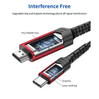 Кабель USB C - HDMI 10 футів/3 м (4K при 60 Гц) JSAUX Cv0035 червоний (my-15190)