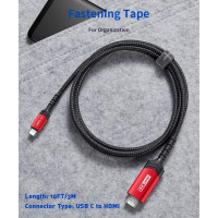 Кабель USB C - HDMI 10 футов/3 м (4K при 60 Гц) JSAUX Cv0035 красный (my-15190)