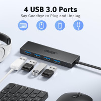 Концентратор Acer USB C на 4 порта, многопортовый концентратор-хаб USB 3.0 разветвитель USB C для ноутбука с портом питания Type C (my-15104)