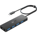 Концентратор Acer USB C на 4 порти, багатопортовий концентратор-хаб USB 3.0 розгалужувач USB C для ноутбука з портом живлення Type C (my-15104)