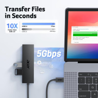 Концентратор Acer USB C на 4 порта, многопортовый концентратор-хаб USB 3.0 разветвитель USB C для ноутбука с портом питания Type C (my-15104)