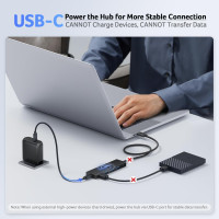Концентратор Acer USB C на 4 порта, многопортовый концентратор-хаб USB 3.0 разветвитель USB C для ноутбука с портом питания Type C (my-15104)