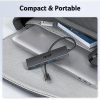 Концентратор Acer USB C на 4 порта, многопортовый концентратор-хаб USB 3.0 разветвитель USB C для ноутбука с портом питания Type C (my-15104)