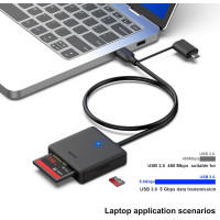 Устройство чтения карт памяти, адаптер BENFEI 4-в-1 USB 3.0 и USB-C для SD Micro SD MS CF, одновременное чтение и запись 4 карт (17002)
