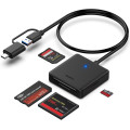 Устройство чтения карт памяти, адаптер BENFEI 4-в-1 USB 3.0 и USB-C для SD Micro SD MS CF, одновременное чтение и запись 4 карт (17002)