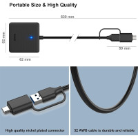 Устройство чтения карт памяти, адаптер BENFEI 4-в-1 USB 3.0 и USB-C для SD Micro SD MS CF, одновременное чтение и запись 4 карт (17002)