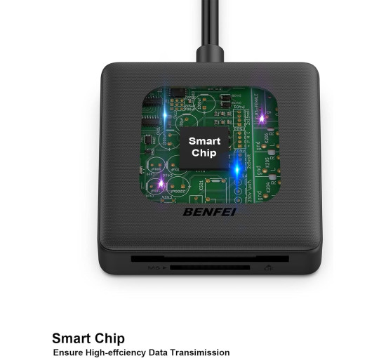Устройство чтения карт памяти, адаптер BENFEI 4-в-1 USB 3.0 и USB-C для SD Micro SD MS CF, одновременное чтение и запись 4 карт (17002)
