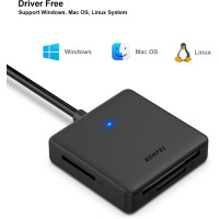 Устройство чтения карт памяти, адаптер BENFEI 4-в-1 USB 3.0 и USB-C для SD Micro SD MS CF, одновременное чтение и запись 4 карт (17002)