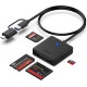 Устройство чтения карт памяти, адаптер BENFEI 4-в-1 USB 3.0 и USB-C для SD Micro SD MS CF, одновременное чтение и запись 4 карт (17002)