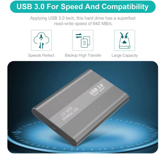 Портативний зовнішній жорсткий диск 1 ТБ, USB 3.0 Sincelo сірий (my-4117)