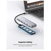 USB-хаб UGREEN CM219 4-in-1 USB Type-C to 4xUSB 3.0 HUB Space Gray (my-4200)