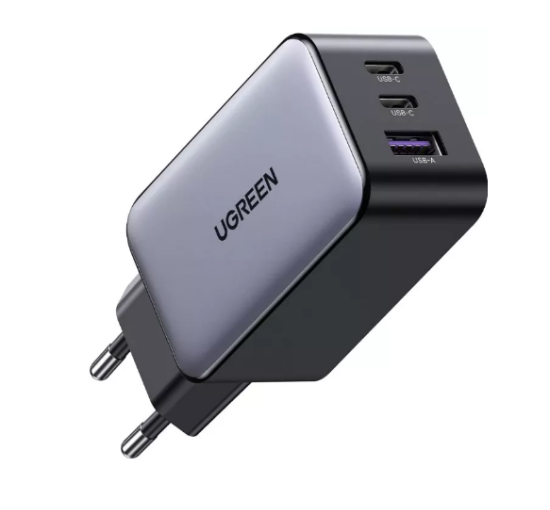 Зарядное устройство UGREEN CD244 GaN Fast Charger USB-A+2 xUSB-C 65W EU Серый (my-3143)