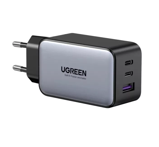 Зарядний пристрій UGREEN CD244 GaN Fast Charger USB-A+2 xUSB-C 65W EU Сірий (my-3143)