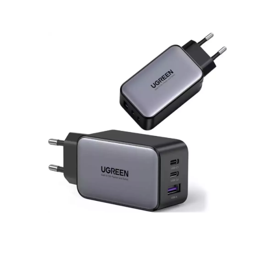 Зарядний пристрій UGREEN CD244 GaN Fast Charger USB-A+2 xUSB-C 65W EU Сірий (my-3143)