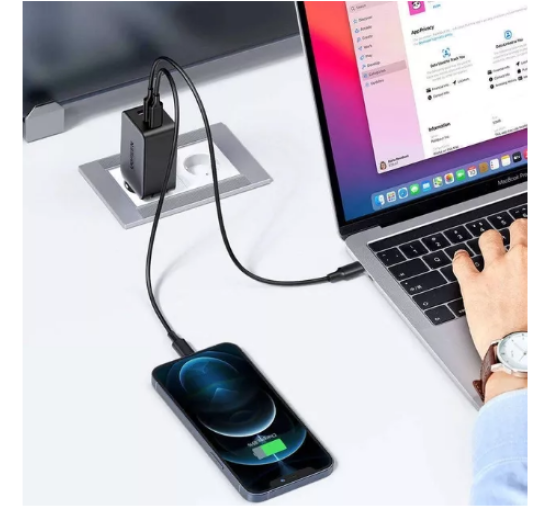 Зарядний пристрій UGREEN CD244 GaN Fast Charger USB-A+2 xUSB-C 65W EU Сірий (my-3143)