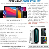 Флеш-накопичувач для iPhone 256 ГБ, 4 в 1 USB Type C Memory Stick, Photo Stick, зовнішній накопичувач, темно-чорний (my-4161)