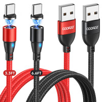 Кабель для швидкого магнітного заряджання телефону ODDADD USB - USB Type C, що обертається на 360 градусів зі світлодіодним підсвічуванням (my-2107)