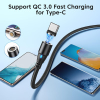 Кабель для быстрой магнитной зарядки телефона ODDADD USB - USB Type C, вращающийся на 360 градусов со светодиодной подсветкой (my-2107)