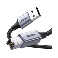 Кабель для принтера Ugreen 5м USB Type-A на USB Type-B 2.0, 480 Мбит/с в нейлоновой оплетке, черный (my-2110)