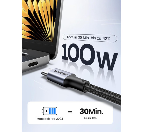 Кабель для зарядки UGREEN USB C — USB C, 100 Вт, 1м, 2 шт (my-1102)
