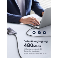 Кабель для заряджання UGREEN USB C - USB C, 100 Вт, 1м, 2 шт (my-1102)