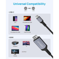 Кабель Type C - 4K HDMI для передачи видеосигналов с хост-устройств на дисплеи Atvoiti 2 м (my-4187)