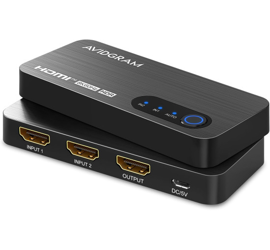 HDMI коммутатор 8K AVIDGRAM 2 в 1 выход, 2 порта 4K 120 Гц с автоматическим селектором HDMI, поддержка 8K при 60 Гц 48 Гбит/с (my-17007)