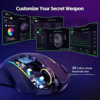 Бездротова ергономічна ігрова миша RisoPhy Black 2,4G/USB-C/Bluetooth, кольорове RGB-підсвічування (my-2059)