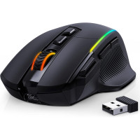 Беспроводная эргономичная игровая мышь RisoPhy Black 2,4G/USB-C/Bluetooth, цветная RGB-подсветка (my-2059)