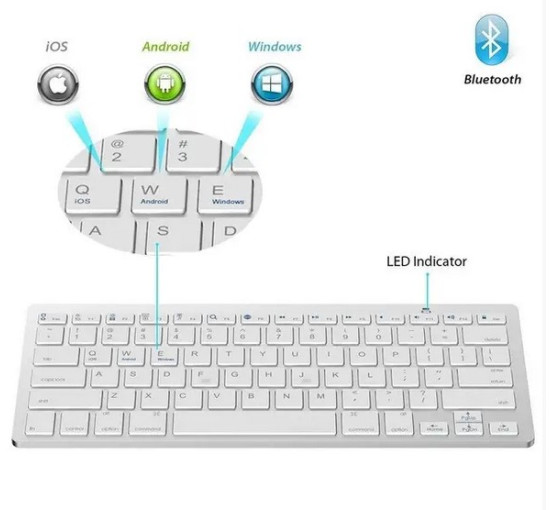 Компактна біла бездротова клавіатура X5 ART-3710 із Bluetooth підключенням (my-2080)