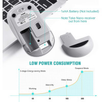 Бездротова безшумна комп'ютерна миша LeadsaiL LX-009 2.4G USB, 4 кнопки, 3 регульовані DPI, біла (my-15073)