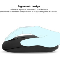 Бездротова безшумна оптична миша ASHATA з 3 регульованими рівнями, чорна (my-15191)