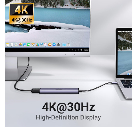 Многопортовый адаптер 5в1 UGREEN Revodok 4K HDMI для MacBook Pro/Air, iPad Pro, iMac, iPhone 15 Pro/Pro Max, XPS, Thinkpad (my-085)