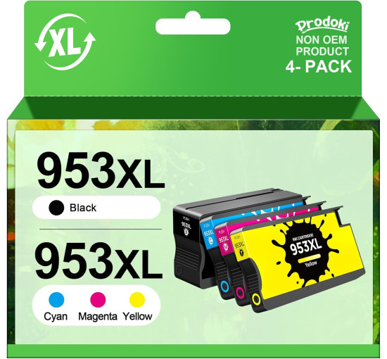 Комплект Prodoki із 4 змінних картриджів 953XL для HP Officejet Pro чорний, блакитний, пурпуровий, жовтий (my-17142)
