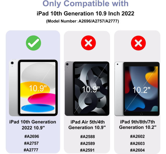 Чохол Zinibri сумісний із iPad 10-го покоління /iPad 10 Cover 10,9 дюйма (my-4310)