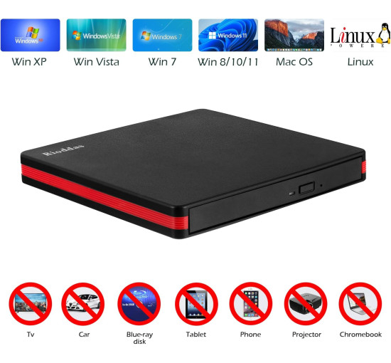 Внешний CD-привод Rioddas BT669 USB 3.0 пишущий для ноутбуков (my-17145)