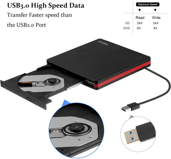 Внешний CD-привод Rioddas BT669 USB 3.0 пишущий для ноутбуков (my-17145)