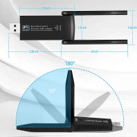 Двохдіапазонний USB Wi-Fi адаптер 2.4/5GHz 1300 Mbps Wireless Lan Card 11ac Black (my-1094)